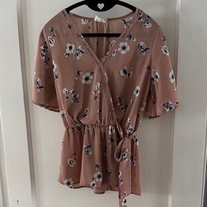 Sienna Sky Floral Wrap Blouse - Mauve